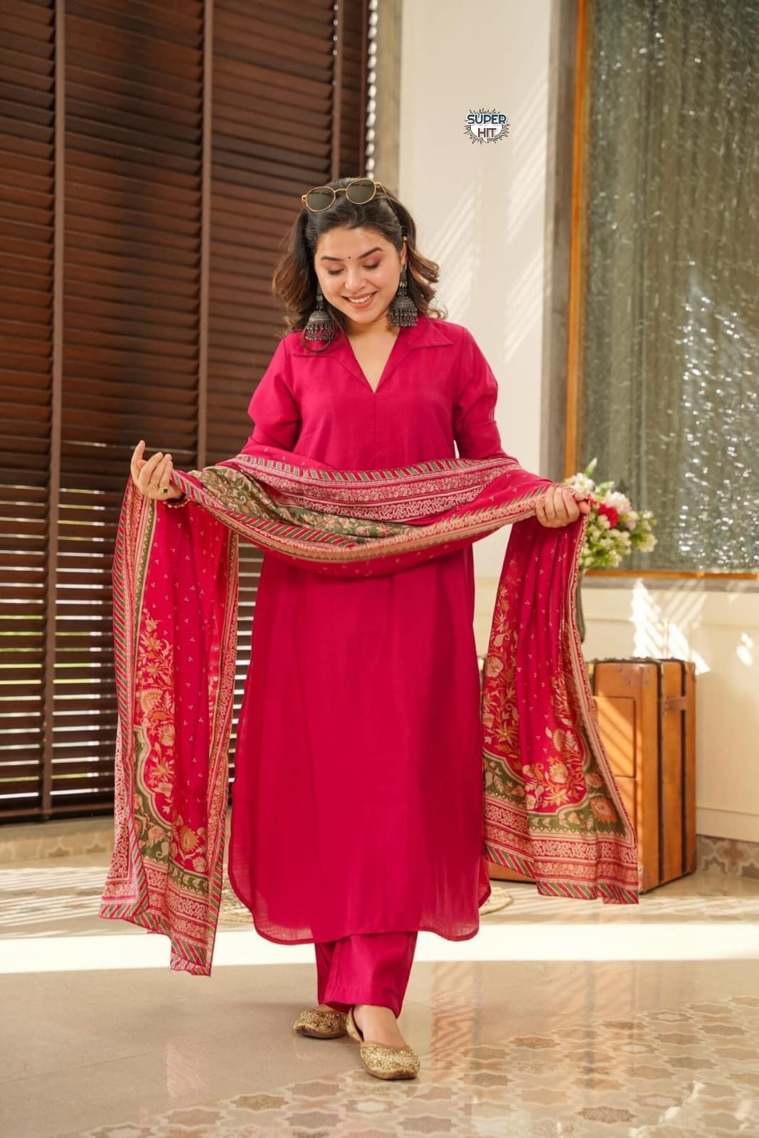 Elegant Pink Embroidered Kurta Set with Chanderi Dupatta