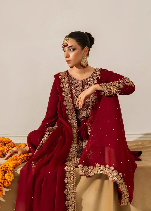 Three-Piece Faux Georgette Kurta Set – Coding Work with Rivet Moti & Full-Stitch Palazzo