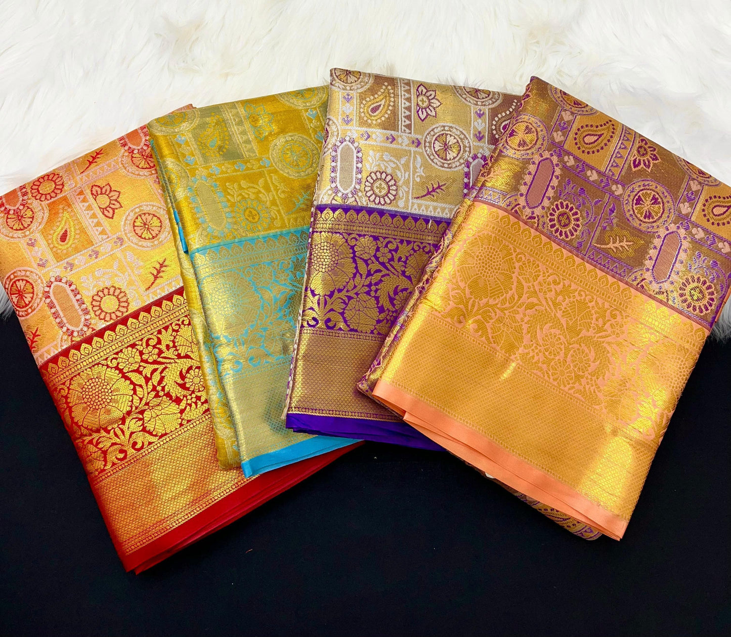 Luxury Mustard & Purple Kanjivaram Silk Saree with Rich Brocade Blouse