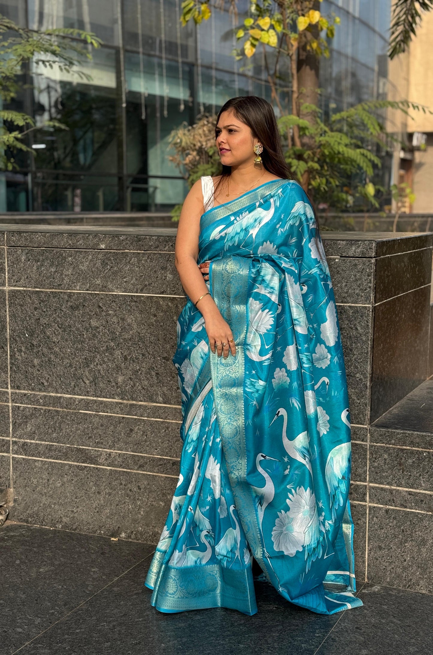Dola Silk Saree With Jacquard Border - Blue