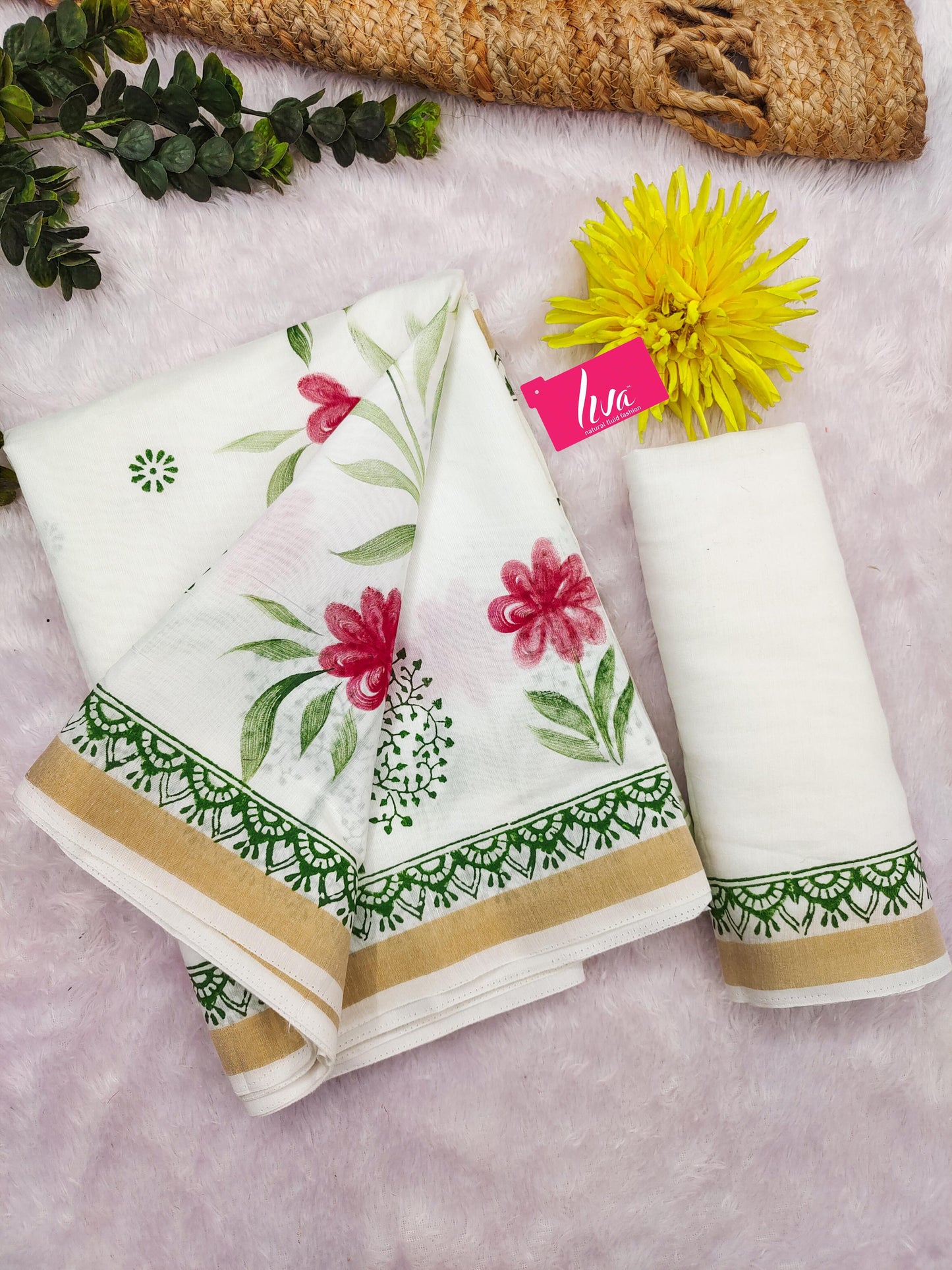 Perfect for Casual & Semi-Formal Wear Elegant Linen Cotton Saree with Digital Print Border