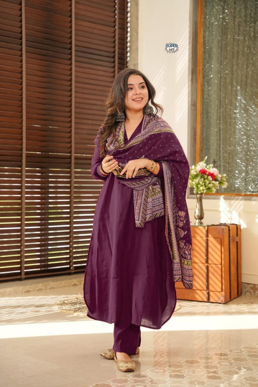 Designer Violet South Cotton Kurta Set for Women