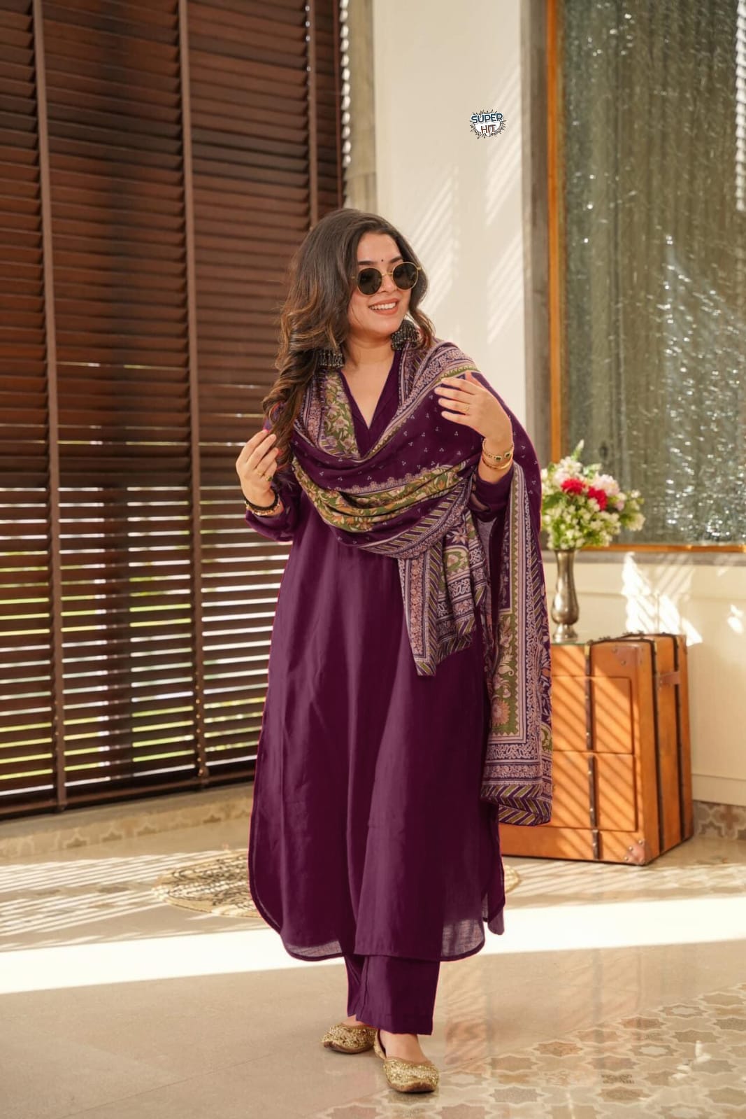 Designer Violet South Cotton Kurta Set for Women