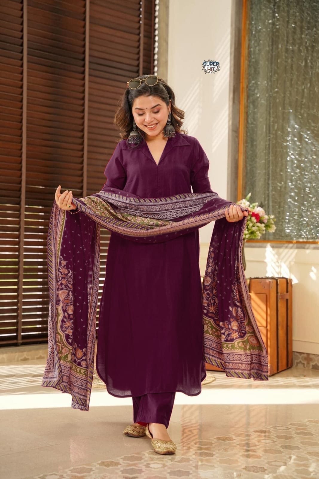 Designer Violet South Cotton Kurta Set for Women
