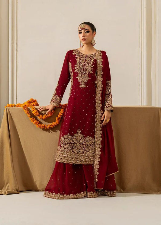 Three-Piece Faux Georgette Kurta Set – Coding Work with Rivet Moti & Full-Stitch Palazzo