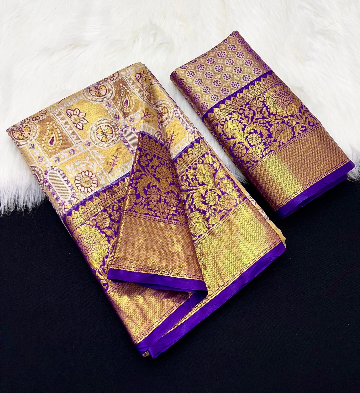 Premium Royal Purple & Gold Kanjivaram Silk Saree