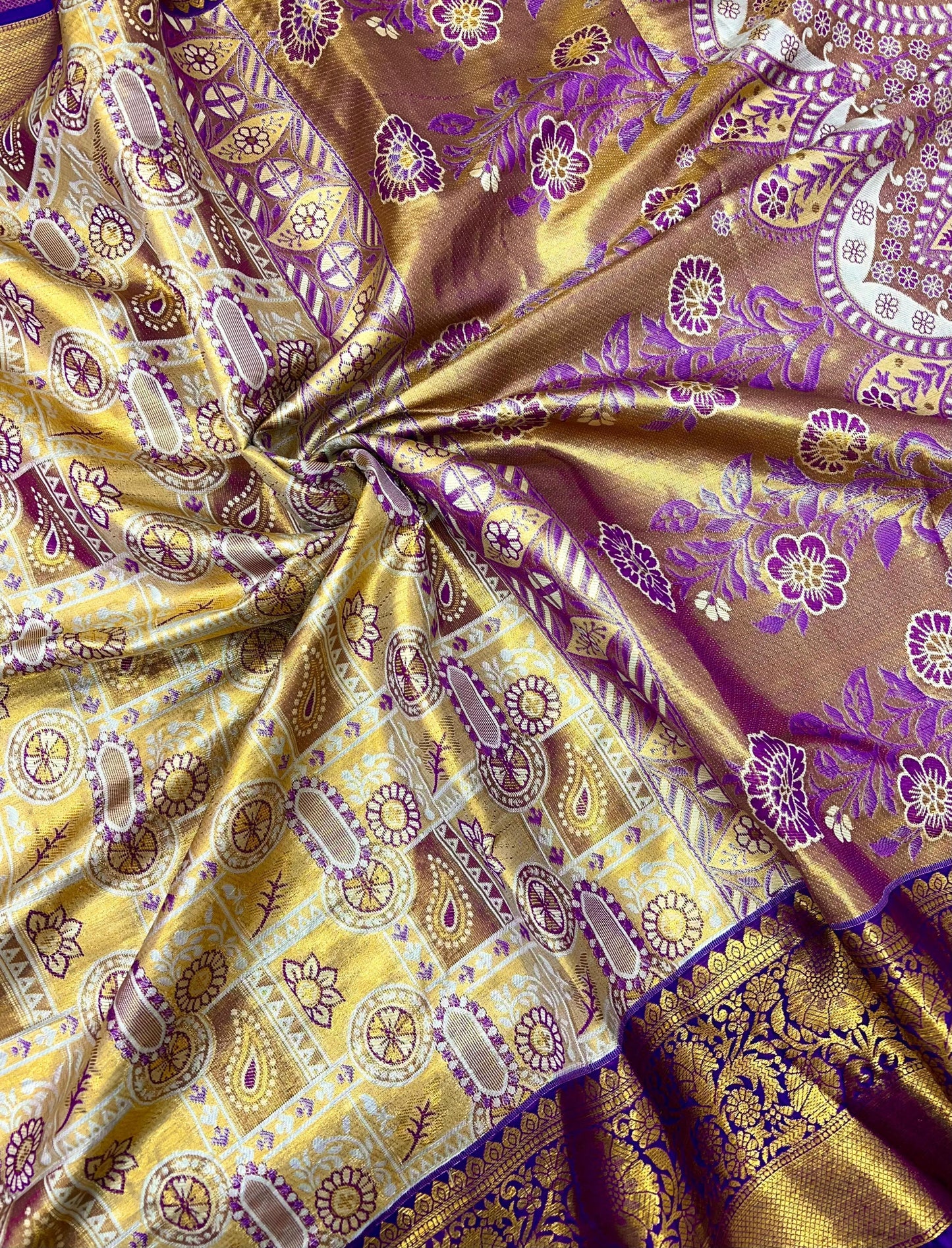 Premium Royal Purple & Gold Kanjivaram Silk Saree