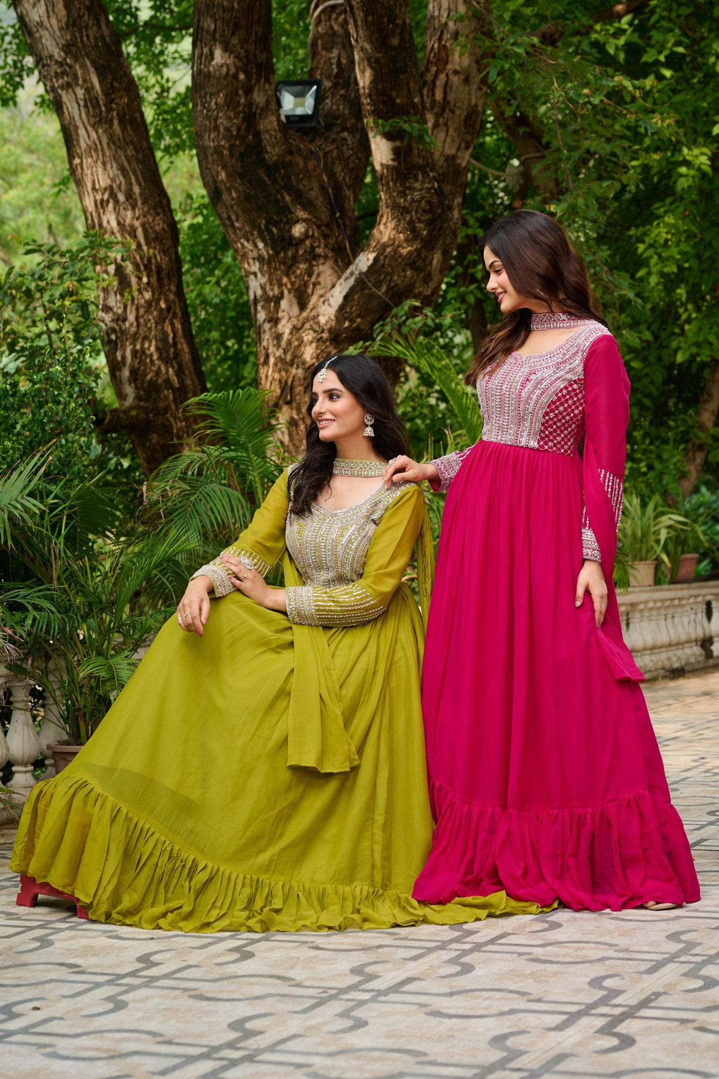 Premium Star Georgette Designer Gown with Embroidery & Sequins Work – Includes Dupatta