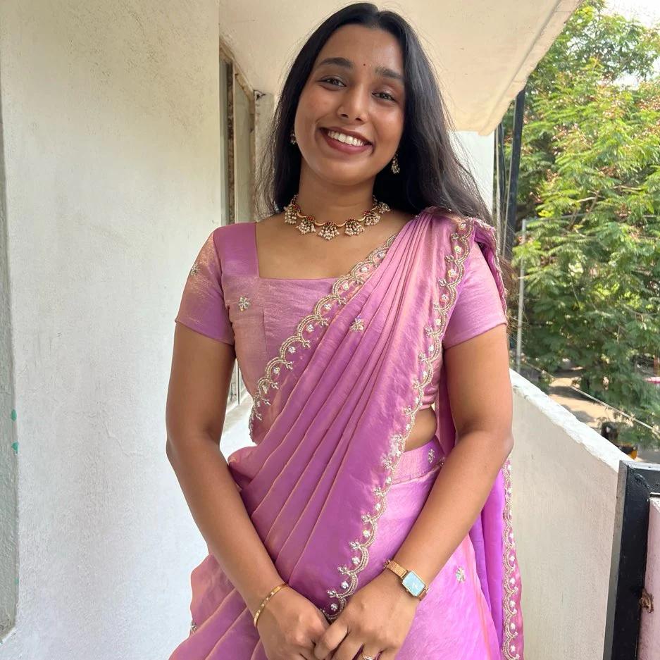 Elegant Festive  Pink Space Silk Half Saree with Cutdana & Zari Handwork