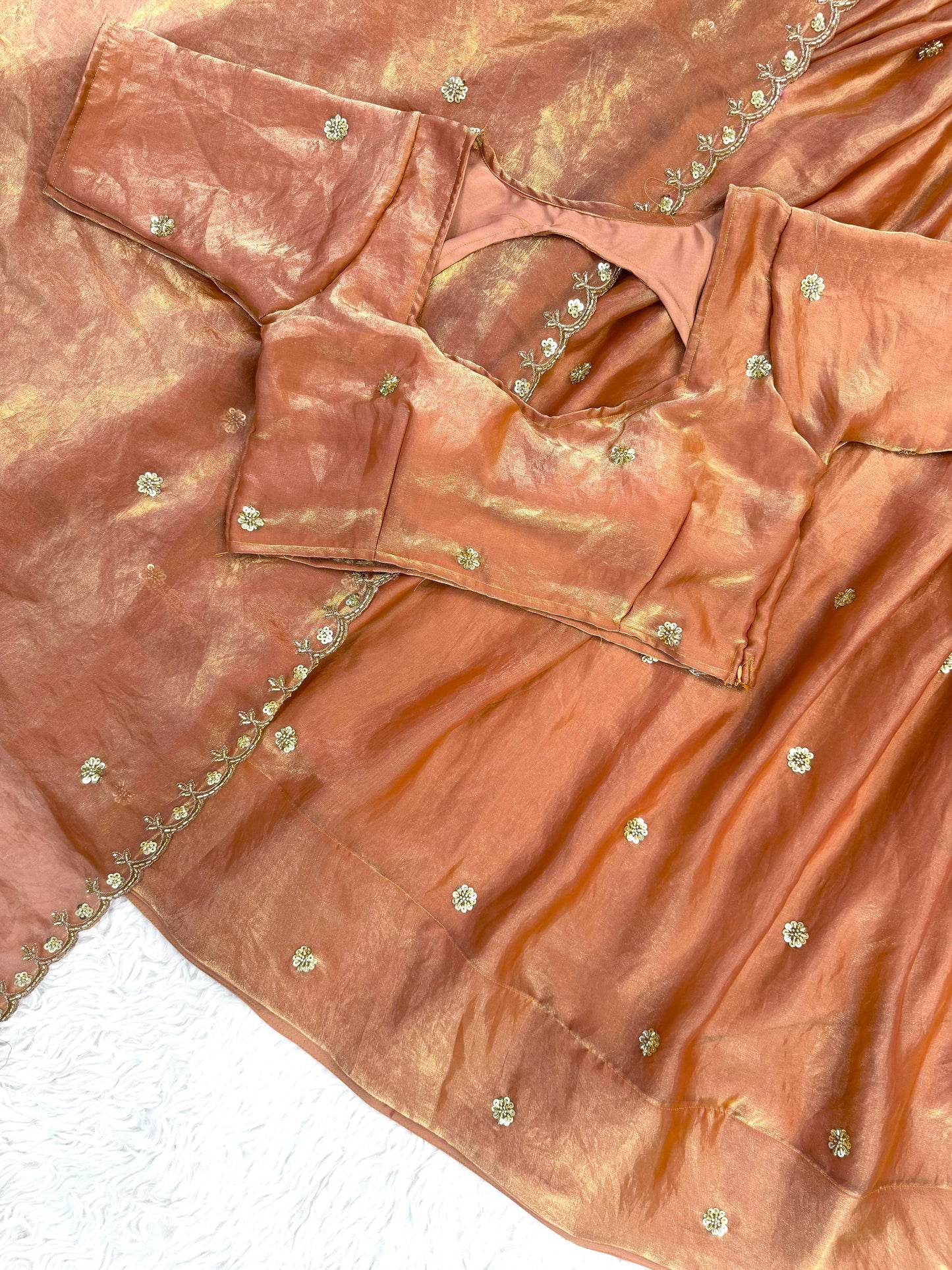 Elegant Copper Space Silk Half Saree with Zari & Cutdana Work Traditional Wear for Women