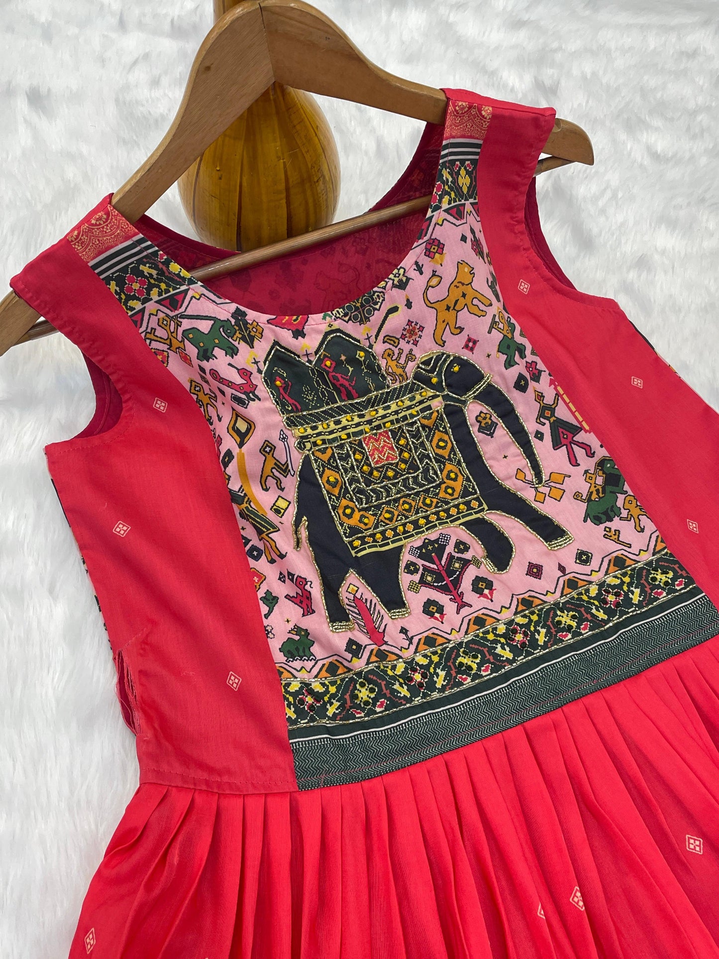 Gajri Pink Muslin Silk Anarkali Gown with Designer Neck