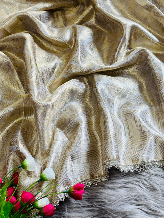 Nayanthara -inspired Banarasi Silk Saree -Antique Zari, Designer Jharkhan, Rich Pallu &Brocade Blouse
