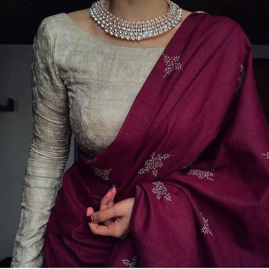 Elegant Pink Digital Print Chanderi Cotton Saree