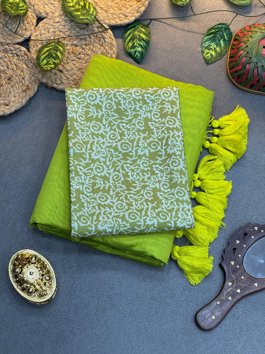 Exclusive – Pastel Green Saree with White Striped Blouse