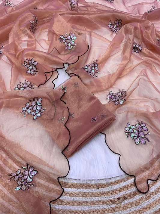 Jimmy Choo Designer Saree with Twill Work & Sequin Embroidery
