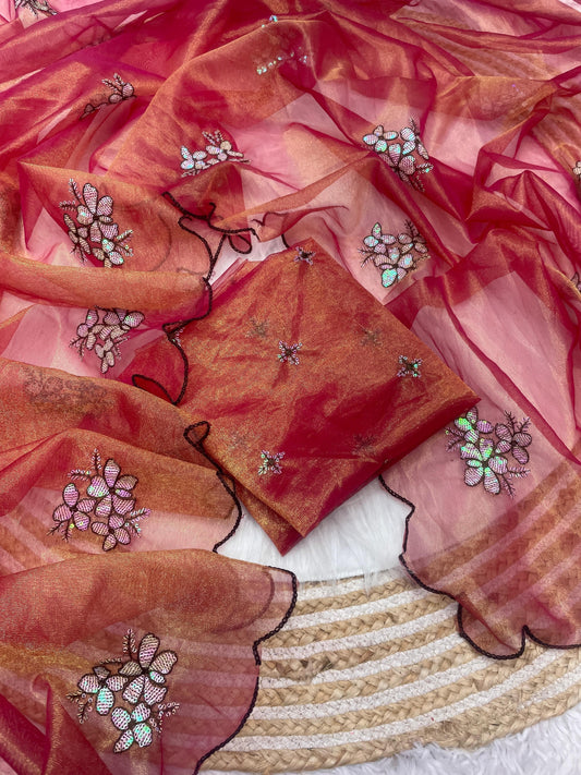 Jimmy Choo Designer Saree with Twill Work & Sequin Embroidery