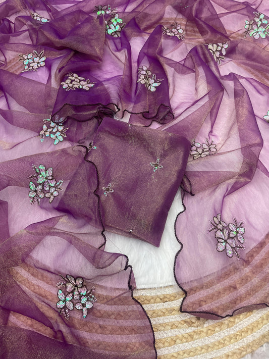 Jimmy Choo Designer Saree with Twill Work & Sequin Embroidery