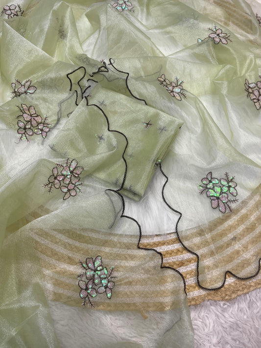Jimmy Choo Designer Saree With Twill Work & Sequin Embroidery