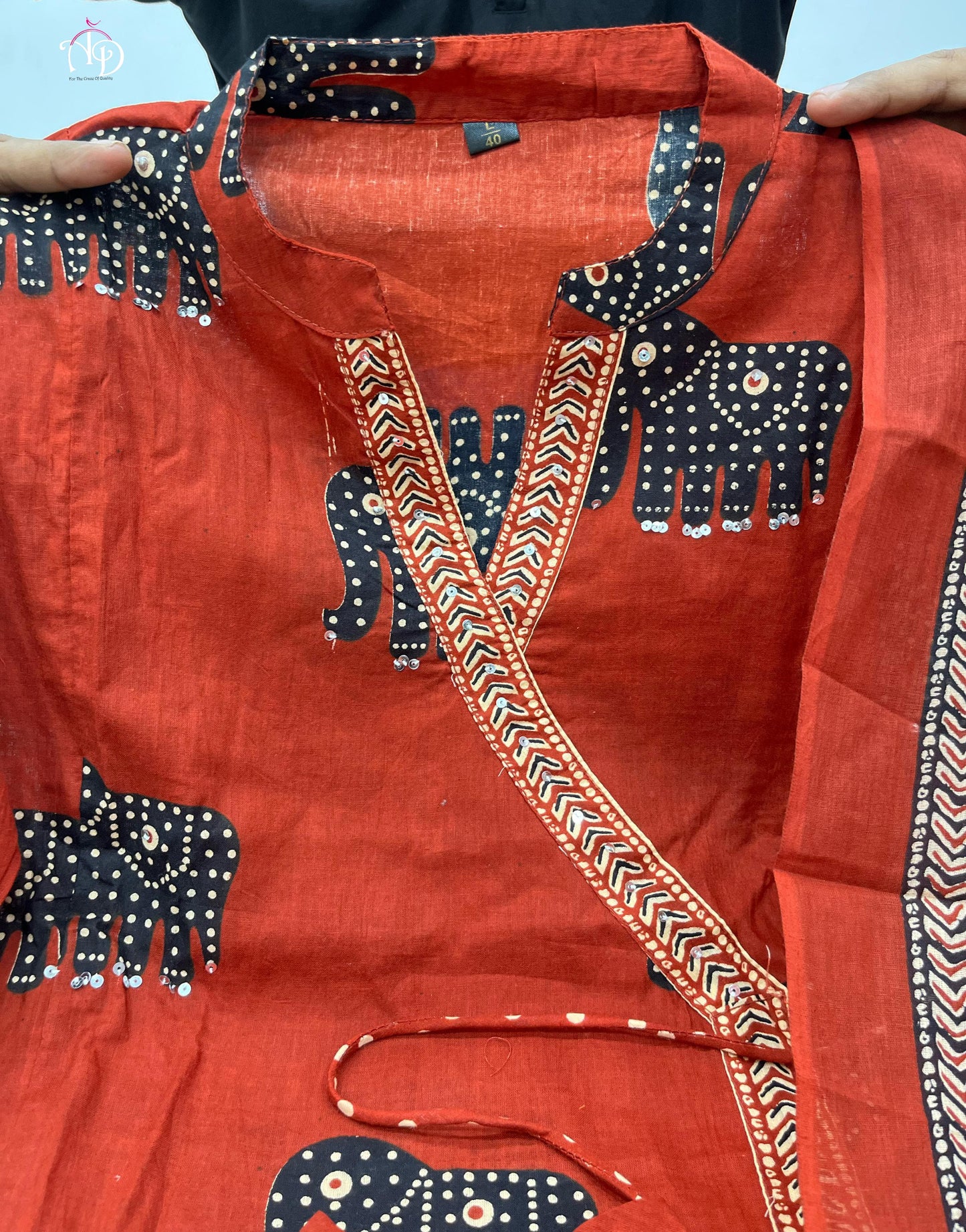 Angrakha Cotton Kurta Set with Dupatta Elegant Ethnic Wear for Women - Red Color