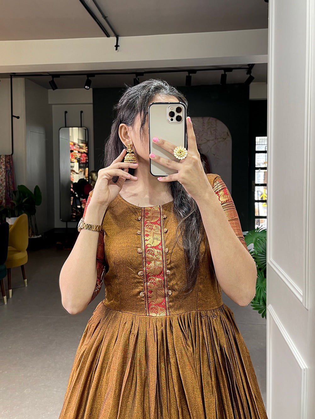 Traditional Narayanpet Gown With Zari Weaving - perfect for Ethnic Function