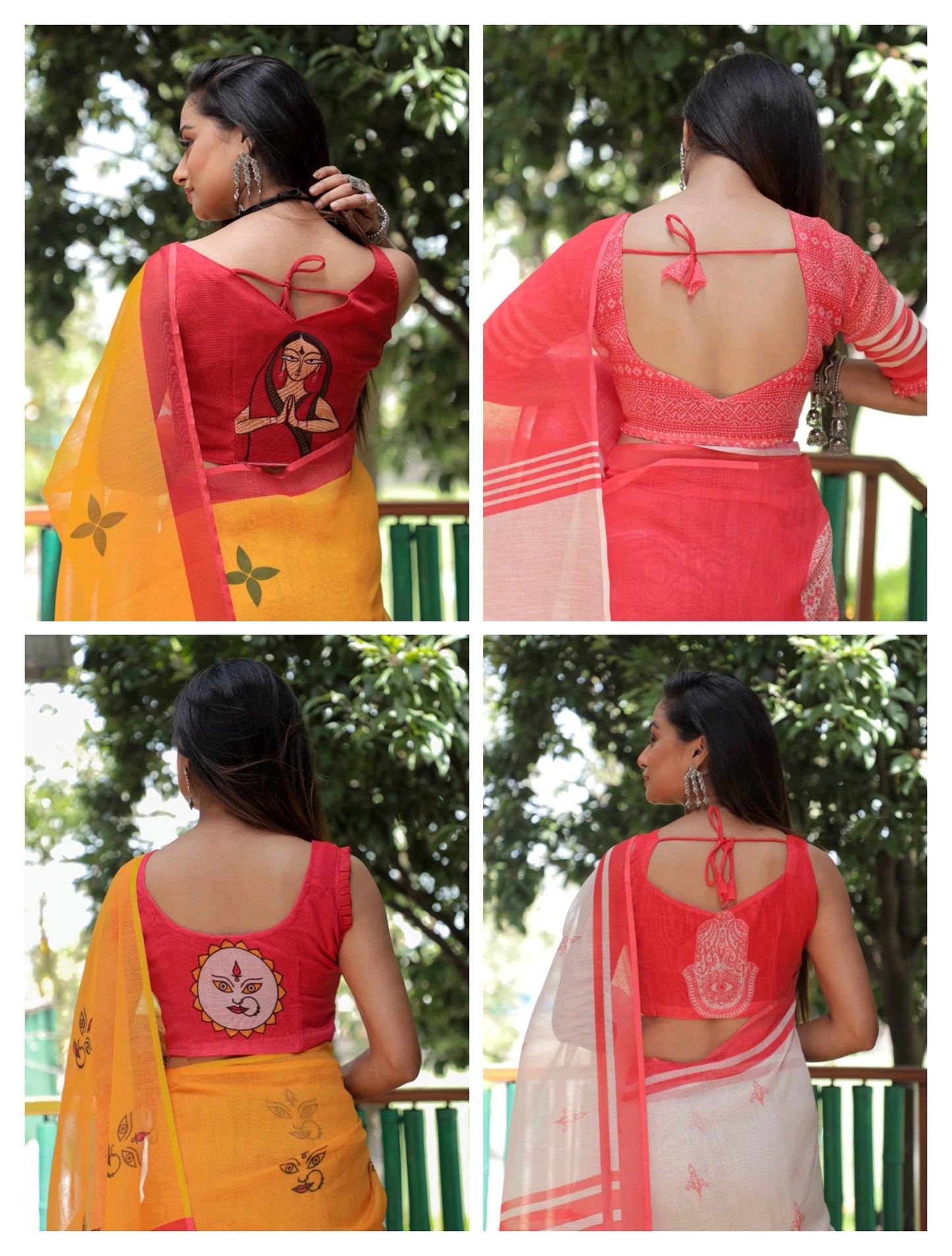 Soft & Lightweight Party Wear  Elegant White & Orange Linen Saree with Digital Print