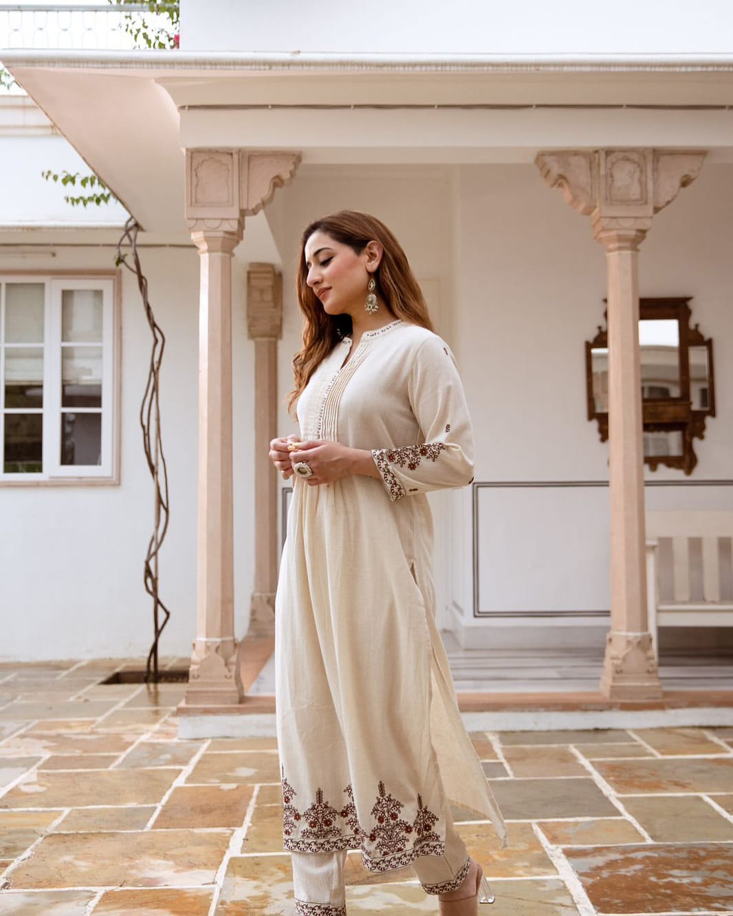 Pure South Cotton Embroidered Kurti Set with Pants