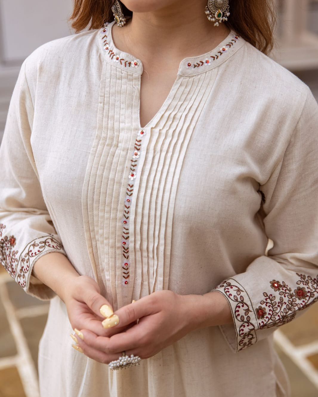 Pure South Cotton Embroidered Kurti Set with Pants