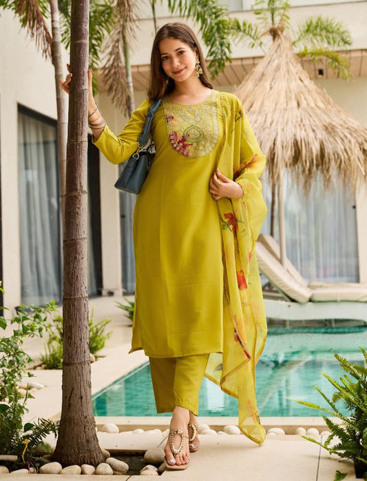 Casual & Occasion Wear Trendy Liril Rayon Embroidered Kurti  Set for Women